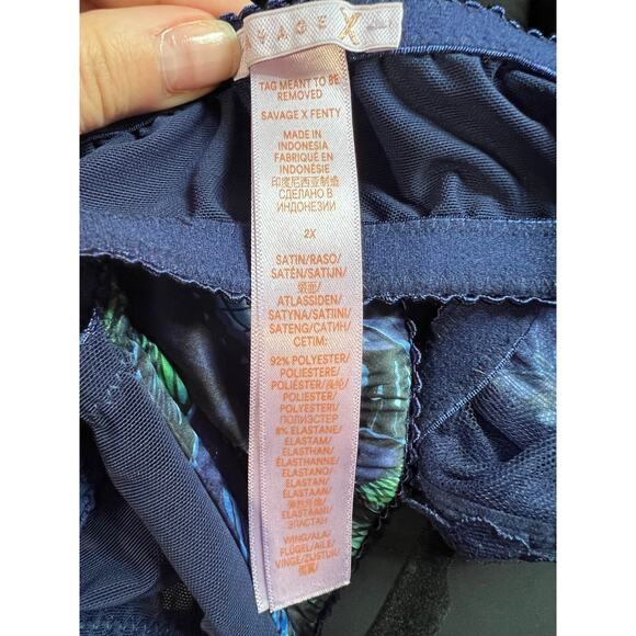 Savage X Fenty Women's Baroque Butterfly Lace Bralette Blue Green Size 2X (42C) - Picture 12 of 16